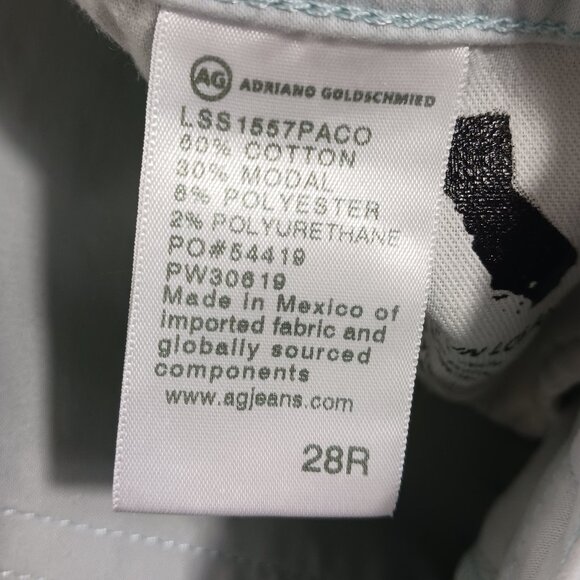 AG, Prima Crop Cigarette Leg, Mint Jeans, Size 28R, Mid Rise, Slim Fit - Picture 9 of 15